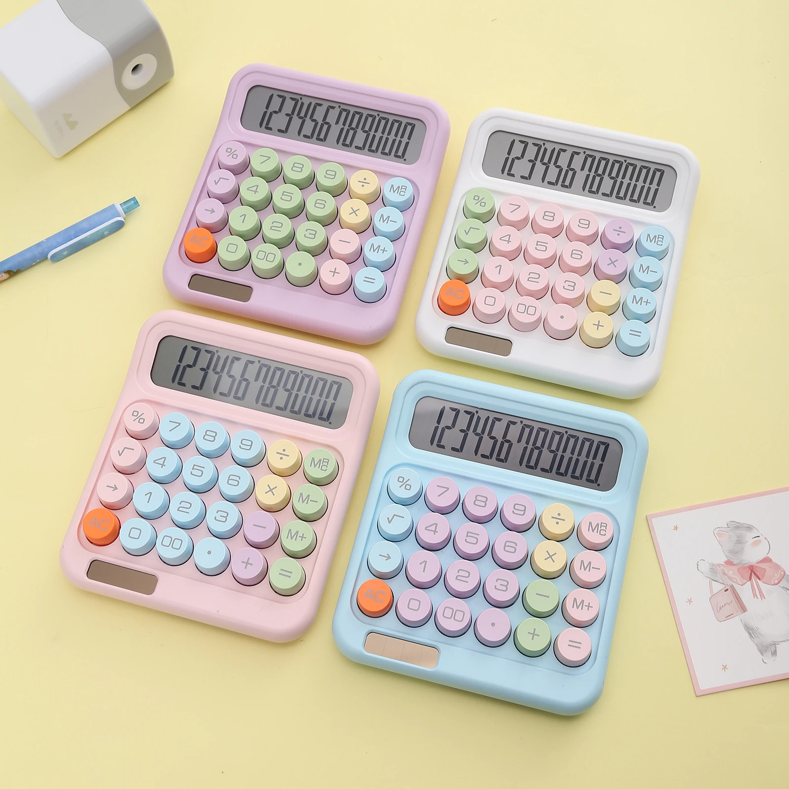 آلة حاسبة مكونة من 12 رقمًا لسطح المكتب مع شاشة LCD كبيرة تعمل بالطاقة الشمسية وبطارية للاستخدام المنزلي والمكتب والمدرسة والأعمال المالية
