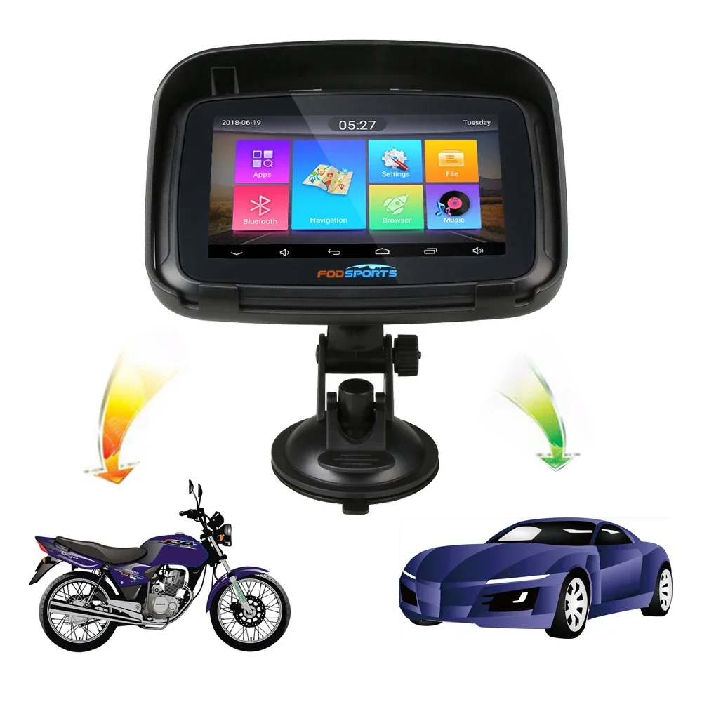 

Fodsports 5.0 Inch Black USB Portable IPX7 Waterproof Motorcycle GPS Navigation Free Map Android 6.0 WIFI Moto Navigator