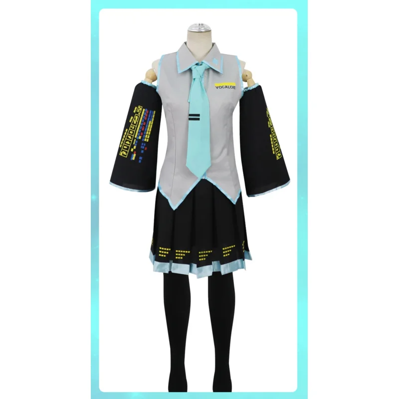 Anime Vocaloid Cosplay Japón vestido Midi principiante Miku traje femenino disfraz sombreros fiesta de Navidad hombre Cos peluca conjunto completo de tela