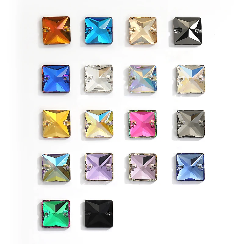 Square Flatback Glass Sew on Crystal Stones For Needlework Rhinestones For Dress Decoration Rhinestones For Crafts Beeds Strass