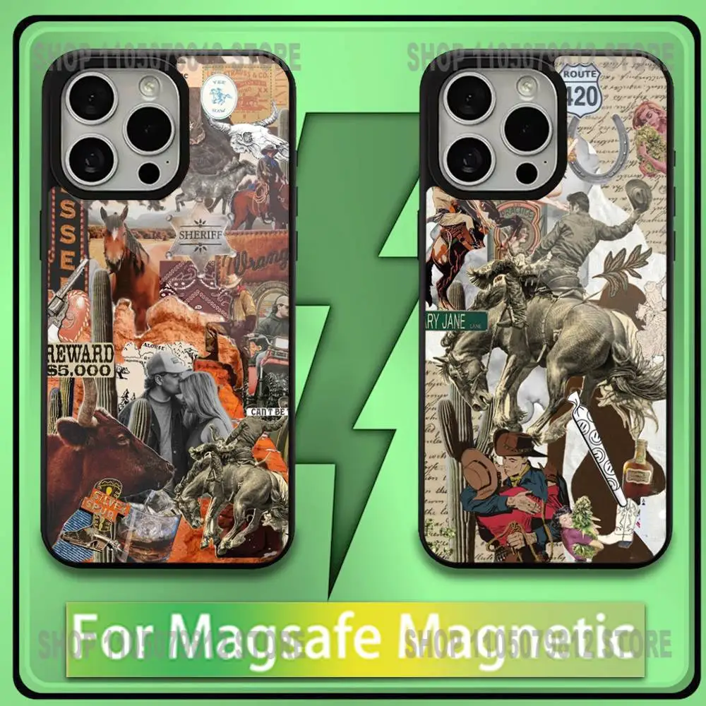 

Cowboy Cowgirl Howdy Western Ranch Boho Phone Case For iPhone17,16,15,14,13,12,11,Plus,Pro,Max,Mini Magnetic Wireless Charge