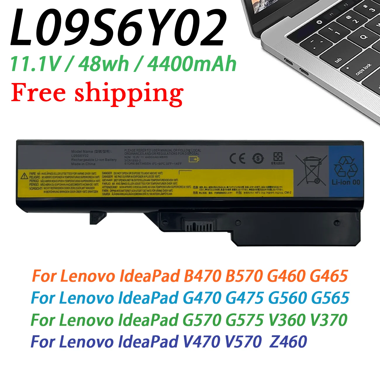 Новый аккумулятор для ноутбука L09S6Y02 для Lenovo IdeaPad G460 G470 G560 V360 V370 V470 Z370 Z460 Z465 Z570 B470 B570 E47A E47G K47A