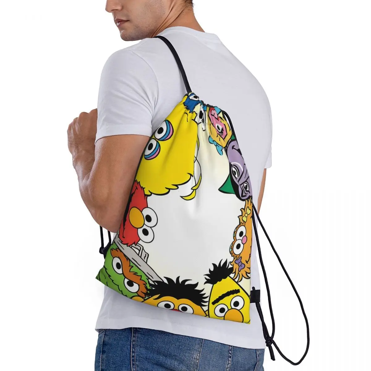 حقيبة برباط مخصصة من كوكي مونستر للتسوق حقائب ظهر لليوجا للرجال والنساء حقيبة ظهر تعليمية للأطفال للتلفزيون والرياضة والجيم #3