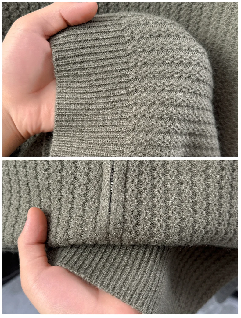Hochwertiger Herbst-Winter Strick-Cardigan Designer-Neuheit Schlichter Lässiger Herren-Reißverschluss-Pullover mit Stehkragen Klassischer Jacquard Trendiger Sweater-Mantel – Detail 24