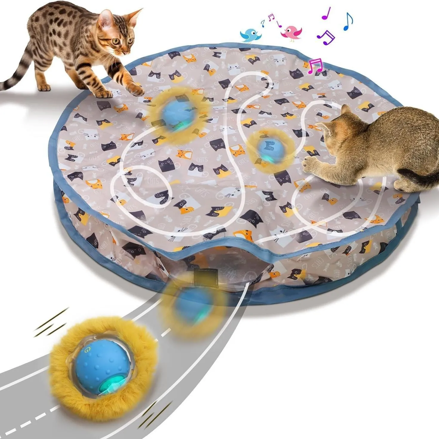 

2025 New Arrival Luxury Modern Cat Toy Ball Motion Activated Interactive Christmas Pet Hunting Cover Play Mat Sustainable