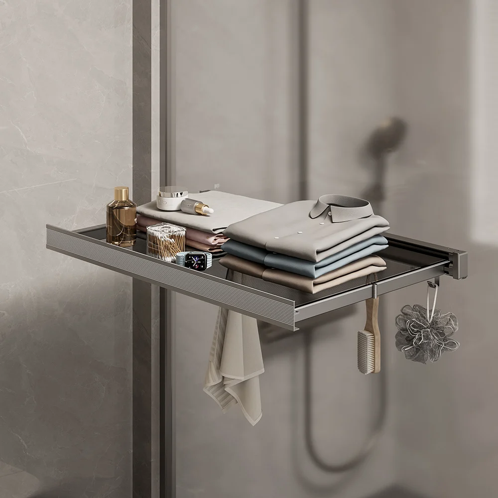 Shelf Foldable Wall Shelves Holder Organizer Retractable Laundry Drying Storage Racks Gap Shelf For Bathroom Balcony