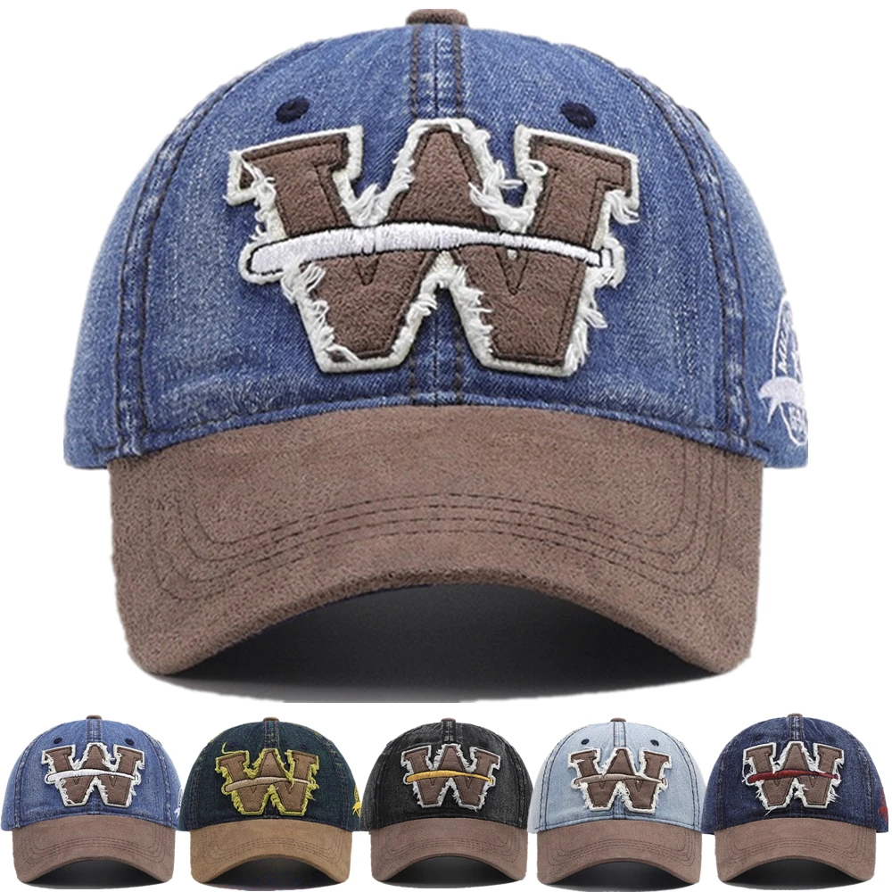 Heißer Verkauf Unisex gewaschene Baumwolle Baseball Cap W Brief Stickerei Outdoor Casual klassische Hut für Frauen und Männer