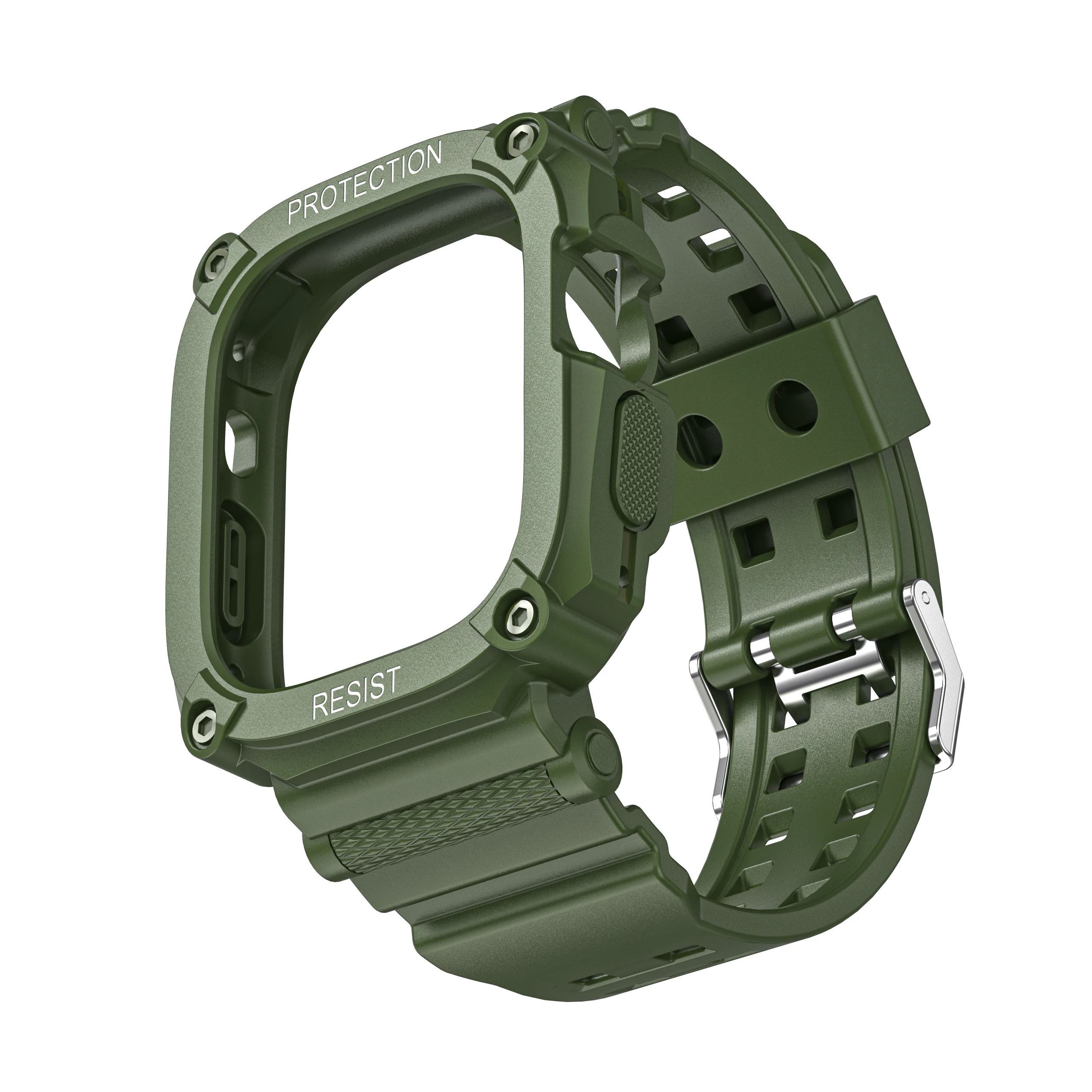 Kompatybilny z Apple Watch Band 49mm z obudową zderzaka, wytrzymałe męskie opaski do serii iWatch Ultra Sport wojskowe etui ochronne