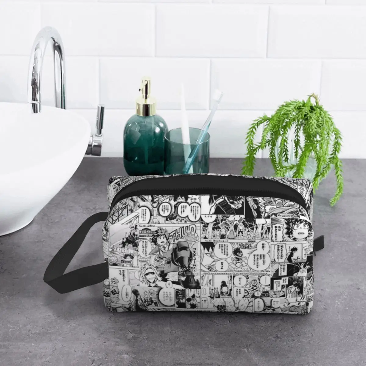 حقيبة مكياج ماي هيرو أكاديميا مانغا كولاج، منظم مستحضرات التجميل، مجموعة أدوات التخزين، حقيبة مستحضرات التجميل للنساء، مقلمة تجميل