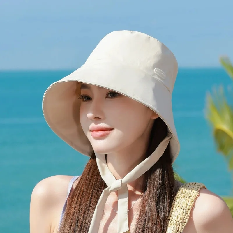 Summer Casual Sun Hat for Women Outdoor Bike Riding Sun Protection Hat Large Brim Solid Color Cooling Fisherman Hats