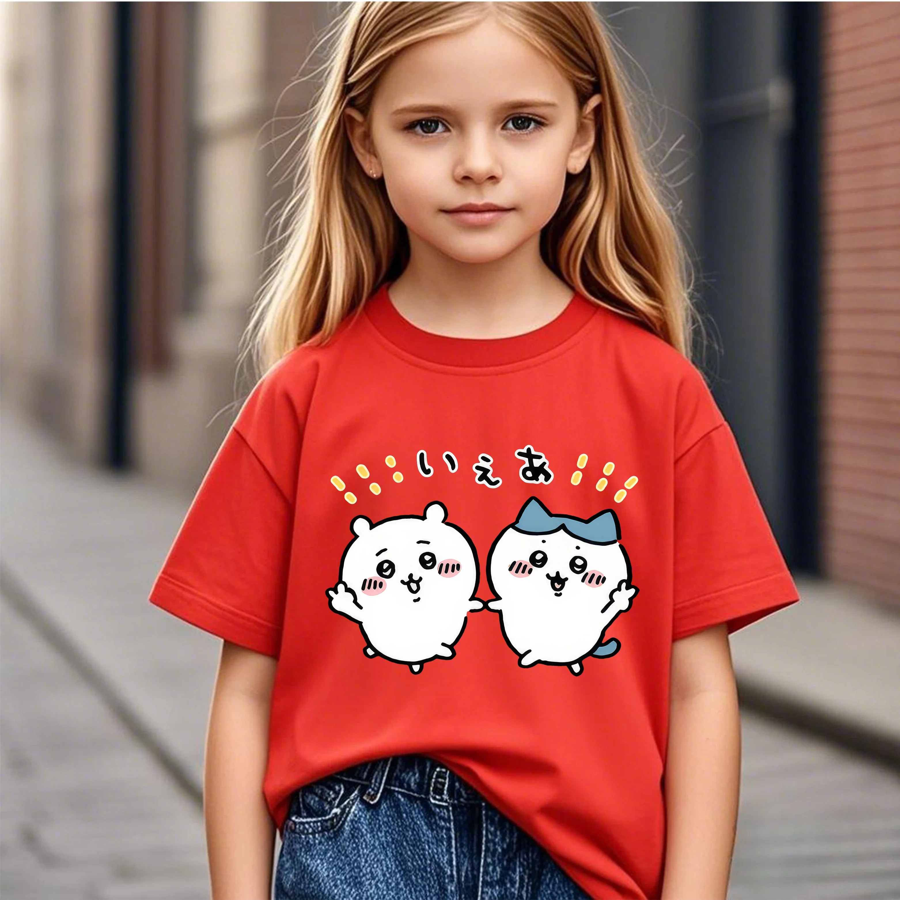 

2D Hot Sale Chiikawa Cartoon Printed Casual Summer Short Sleeve 2026 New Tops For Kids Teenagers Girls