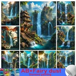 DIY 120 Colors AB Fairy Dust Diamond Painting Grand Waterfall Natural Landscape Ladder Embroidery Full Square Round Cross Stitch