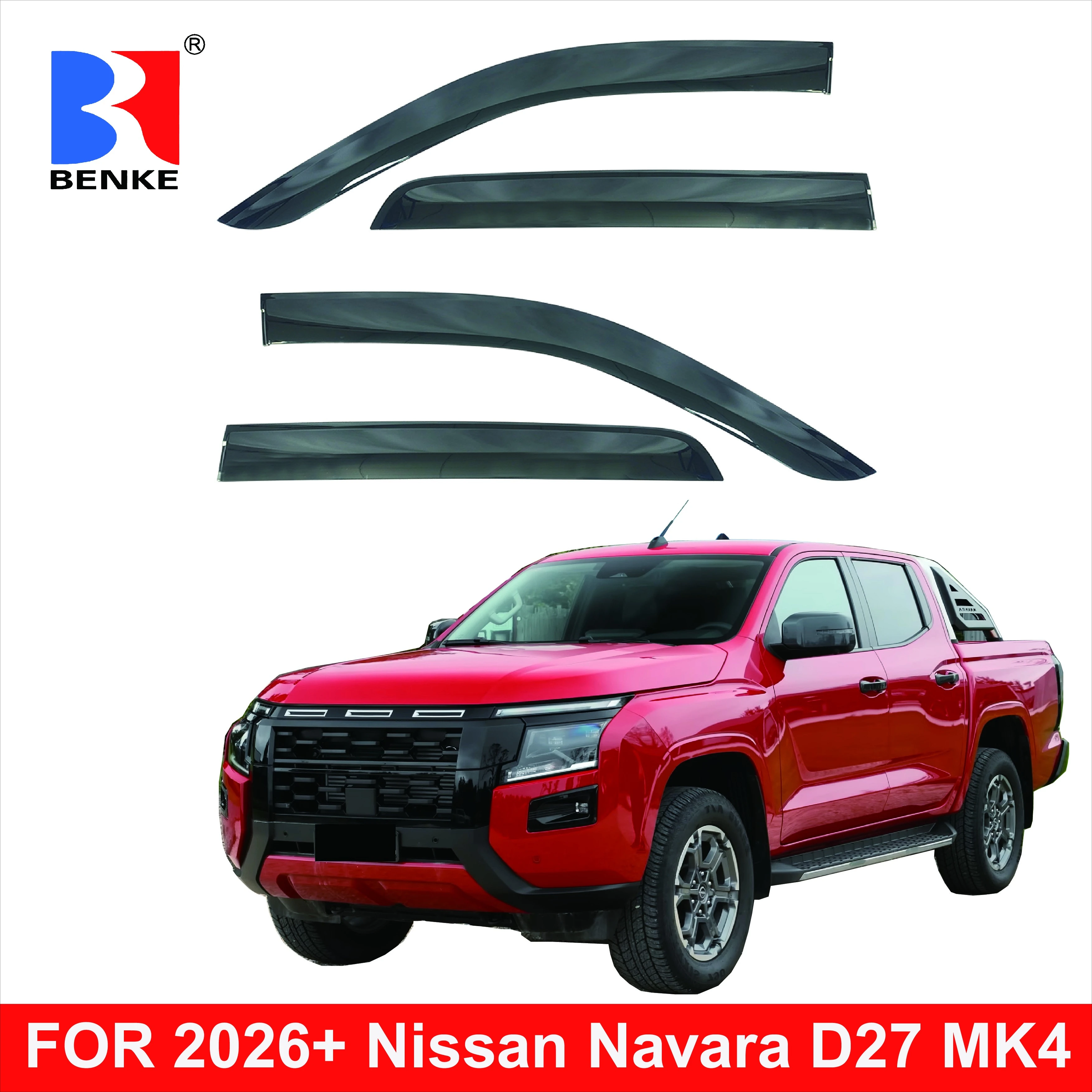 Car SIDE Window Visor Rain Sun Visors VENT Wind Shield Weather Guard Deflector Weathershield For NISSAN NAVARA D27 2026 2027