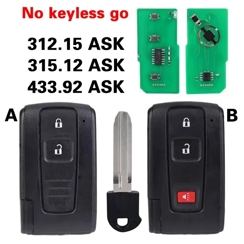

2/3 Button Smart Remote Car Key Auto 315.12/312.15/433.92MHz No Keyless 4D Chip FCC MOZB21TG MOZB31EG For Toyot Prius 2004-2009