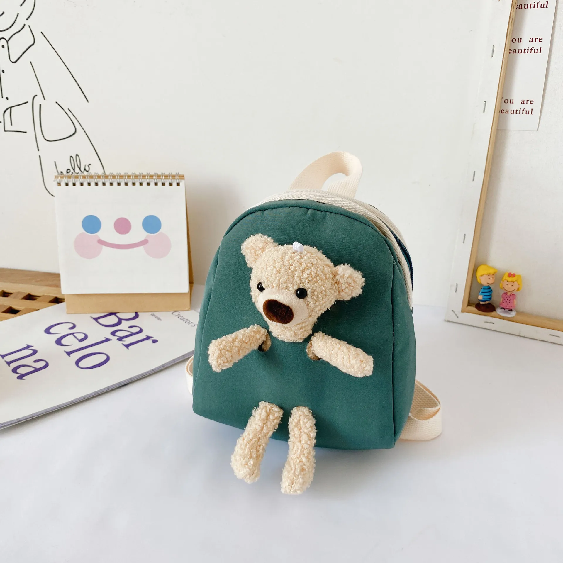 Korean Version of Children\'s Plush Bear Bag New Backpack Cute Cartoon Small Backpack Tide Boys and Girls Toddler School mochila