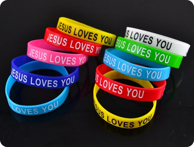 25x JESUS LOVES YOU Silicone Bracelet Bangle Wristband Catholic Christian Orthodox Religious Fashion Jewelry Party Gift