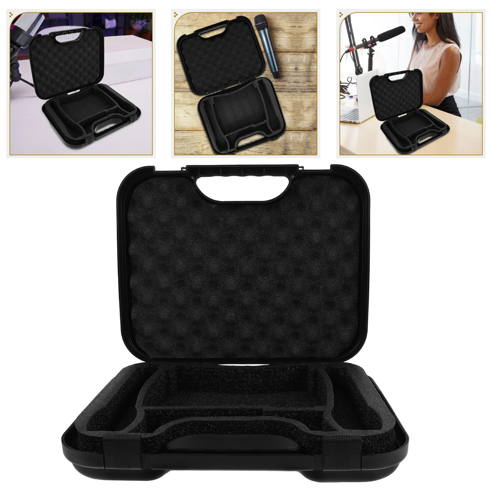 

Microphone Storage Box Large Capacity Handheld Waterproof Durable Cable Organizer Condenser Accessories Carrying Case Portable