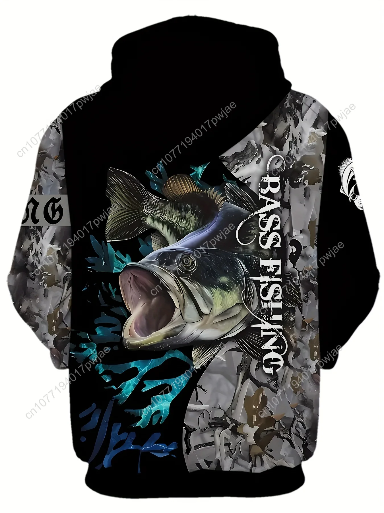 Мягкая мужская толстовка с 3D-принтом для рыбалки — дышащий и удобный пуловер для весенней/осенней повседневной одежды