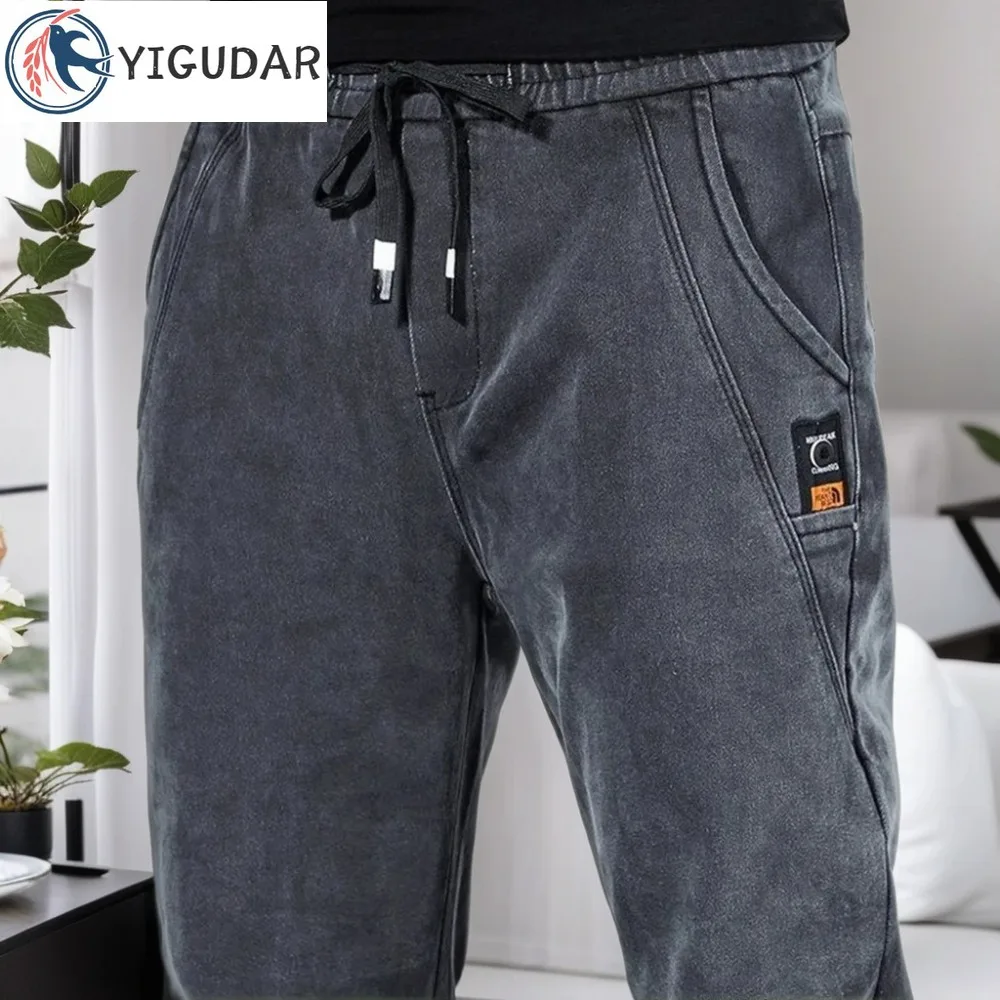 

Hip Hop Harem Jeans Pants Men 2024 New Loose Joggers Denim Casual Sweatpants Korea Ankle Length Trousers Streetwear Male Clothes