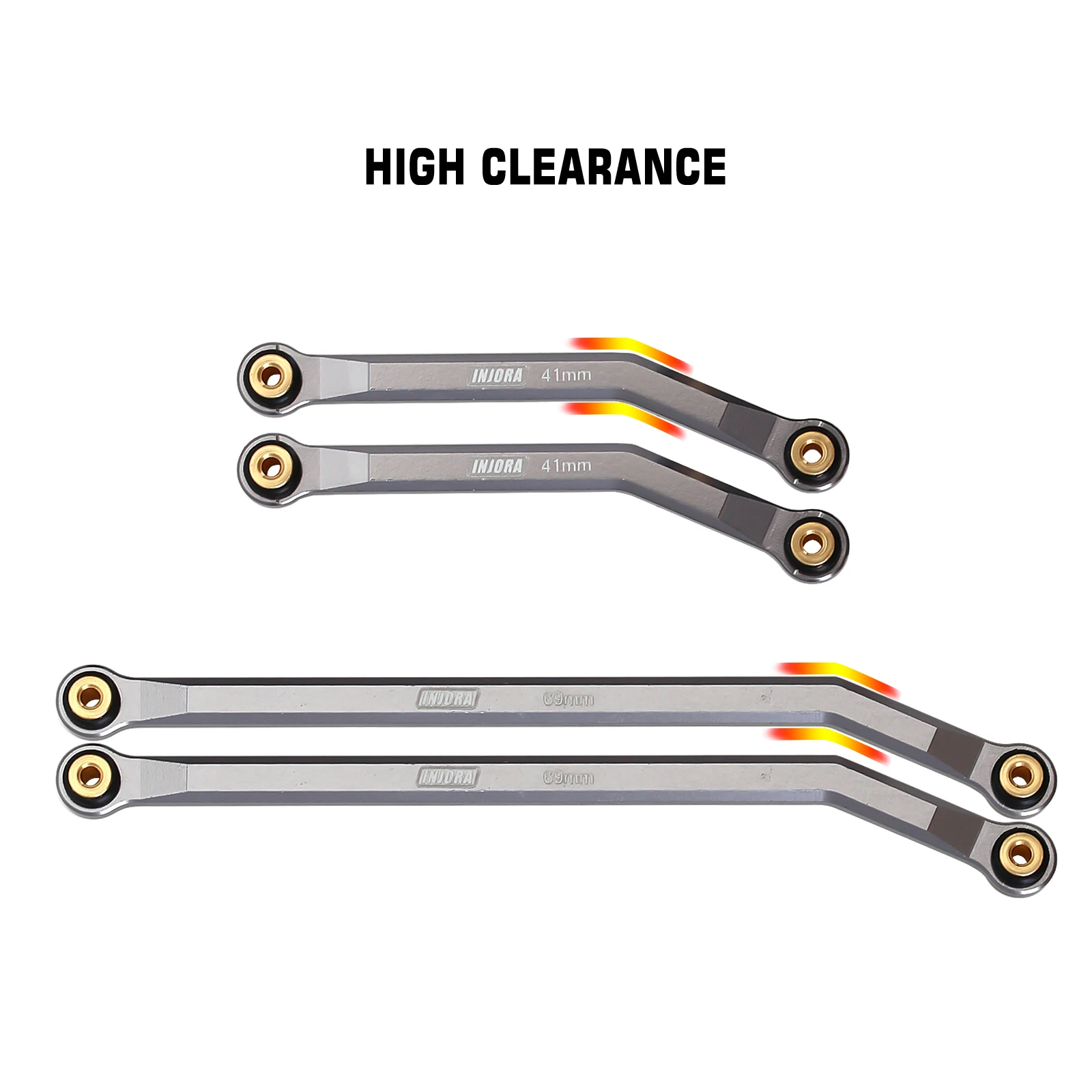 INJORA 8PCS CNC Aluminum High Clearance 4 Links Set for 1/24 RC Crawler LWB 133.5mm Axial SCX24 AXI90081 Deadbolt AXI00004 B17