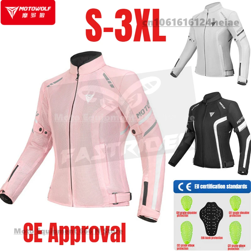 

Motowolf Women Motorcycle Jacket Summer Breathable Moto Riding Jacket CE Approval Motocross Jacket Lightweight