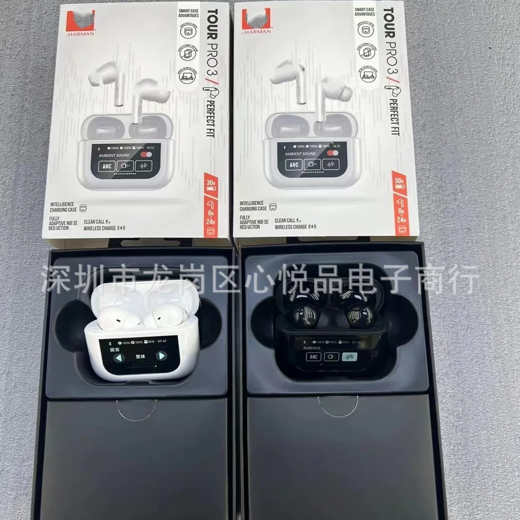

2025 New TOUR PRO3 ANC+ENC Smart Screen Style Comes with 21 Language Bluetooth Earphones