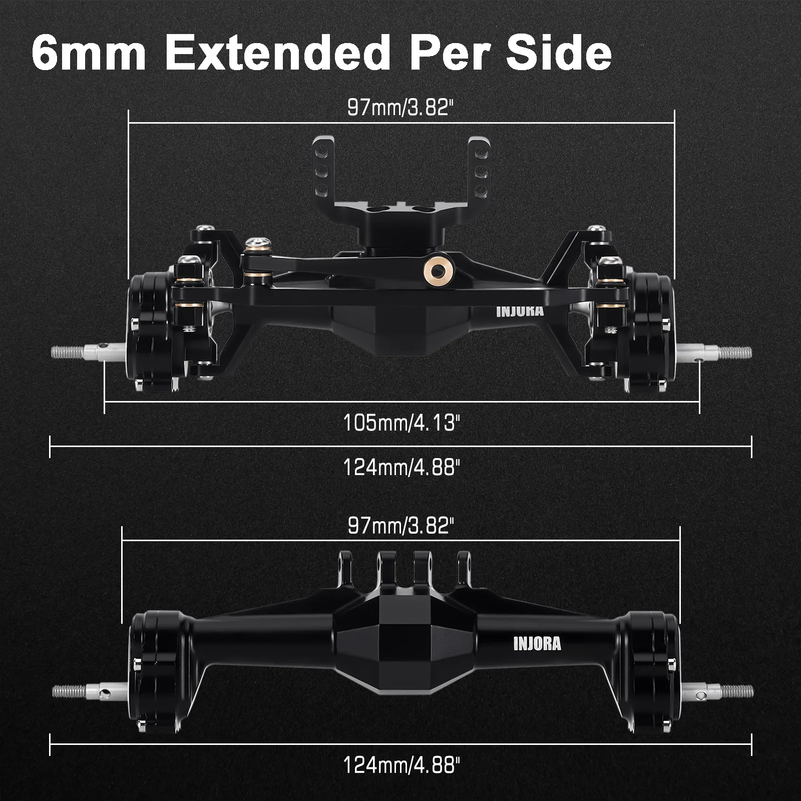 INJORA +5mm Diamond Portal Axles with Lay Down Servo Mount & Links for 1/18 RC Crawler TRX4M