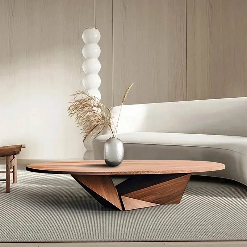 Design minimalist art light luxury high sense living room home solid wood creative coffee table