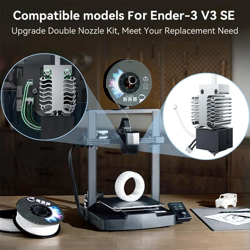 Hotend-Kit de cerámica para impresora 3D, bloque de calentamiento de alta velocidad para Ender-3 V3 SE Hotend con boquilla de repuesto de 0,4/0,6 Mm