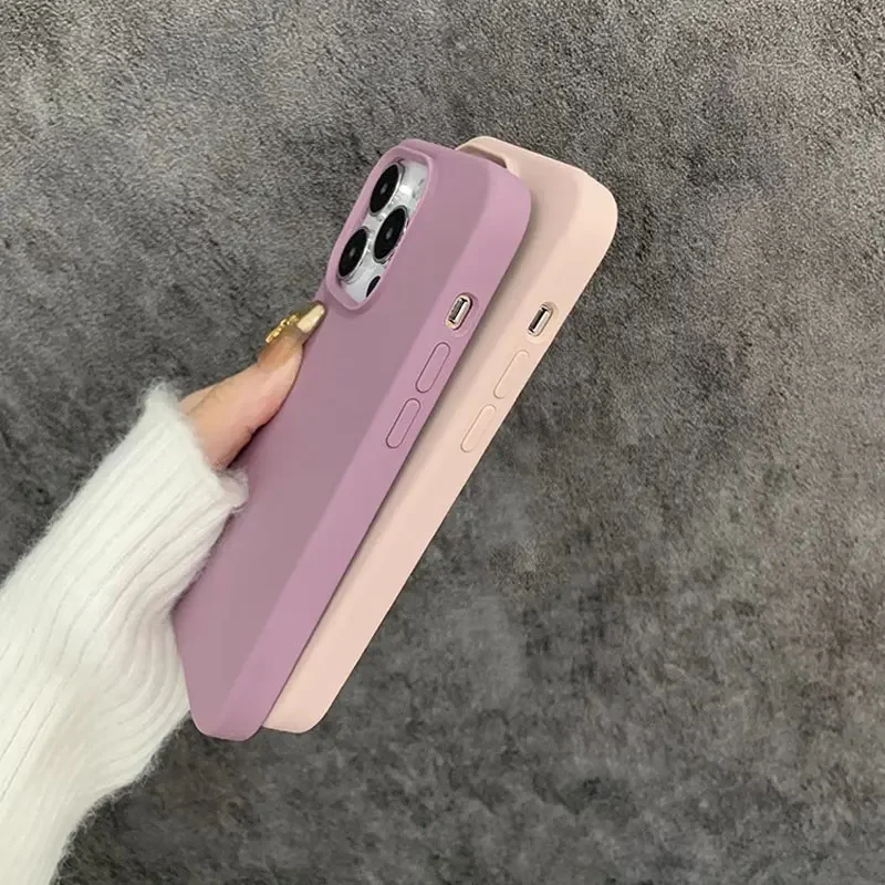 Cute soft silicone shockproof phone case for iPhone 14 15 13 12 11 Pro Max Plus natural titanium full protective liquid cover