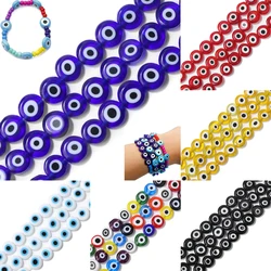 Rondelle Multicolor Evil Eye Beads Oval Charm Round Flat Glazed Glass Lampwork Turkish Eye Beads for Jewelry Making DIY Bracelet