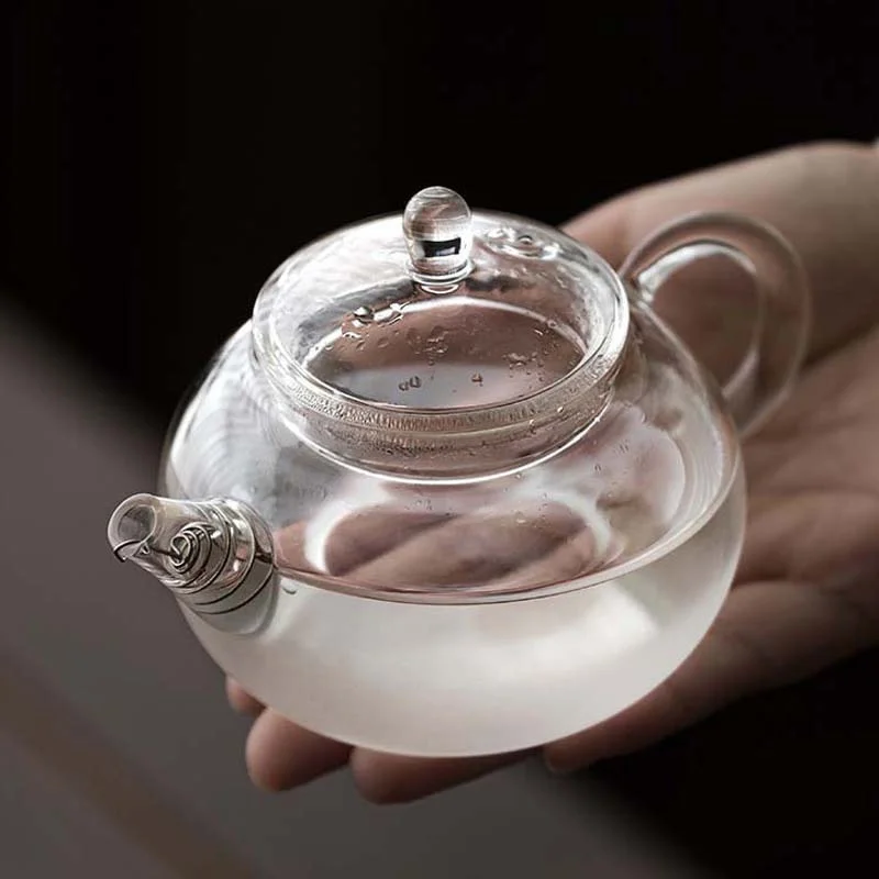 Japanese Minimalist Heat-resistant Cloud and Mist Frosting Small Kung Fu Glass Teapot With Filter Flower Kung Fu Tea Pot Teaware