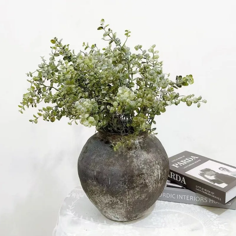 Lebensechte 9-köpfe künstliche kleine Blätter Eukalyptus Retro gefälschte Blumen langer Zweig für Zimmer Hochzeit ländliche Außendekoration – Detail 2