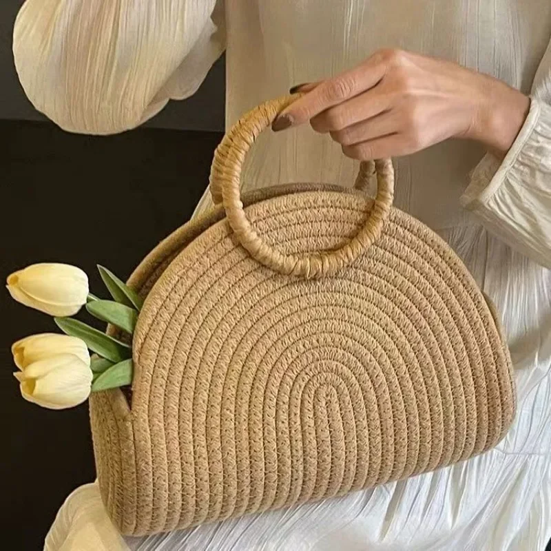 2026 Trendy Woven Handheld Bag for Women Fashion Versatile Spacious Crossbody Mini Handbag Popular Large Capacity
