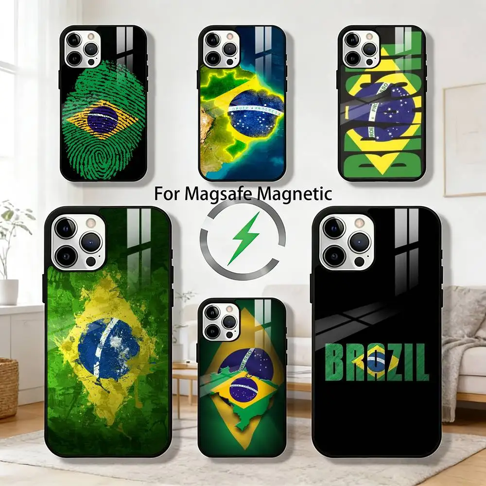 

B-Brazil Flag Phone Case For iPhone 17,16,15,14,13,12,Plus,Pro,Max for Magsafe Magnetic Wireless Charging