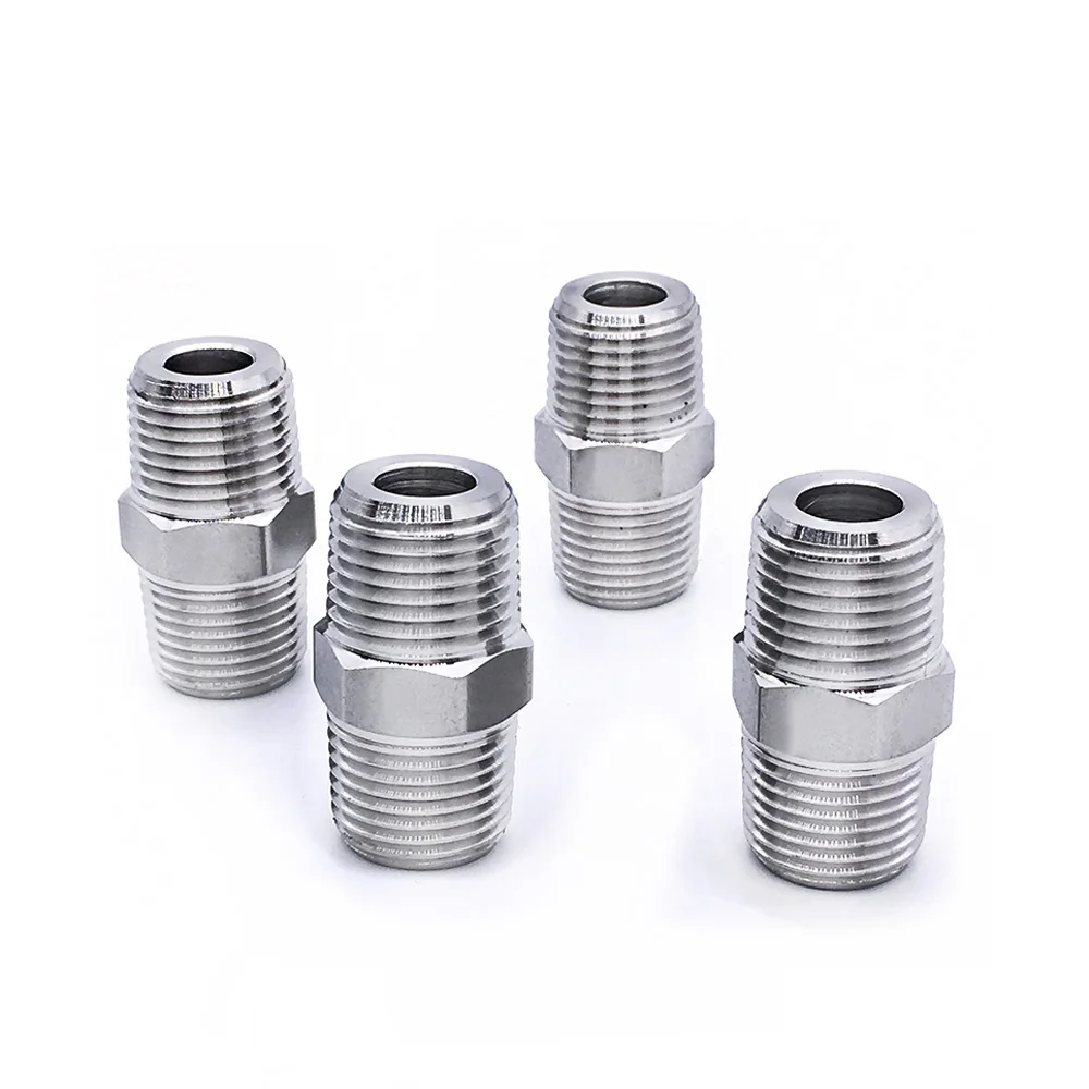 M8 10 12 14 16 18 20 22-30 Metric Male Euqal / Reducer Hex Nipple Pipe Fitting Connector Coupler 304 Stainless Steel Water Gas