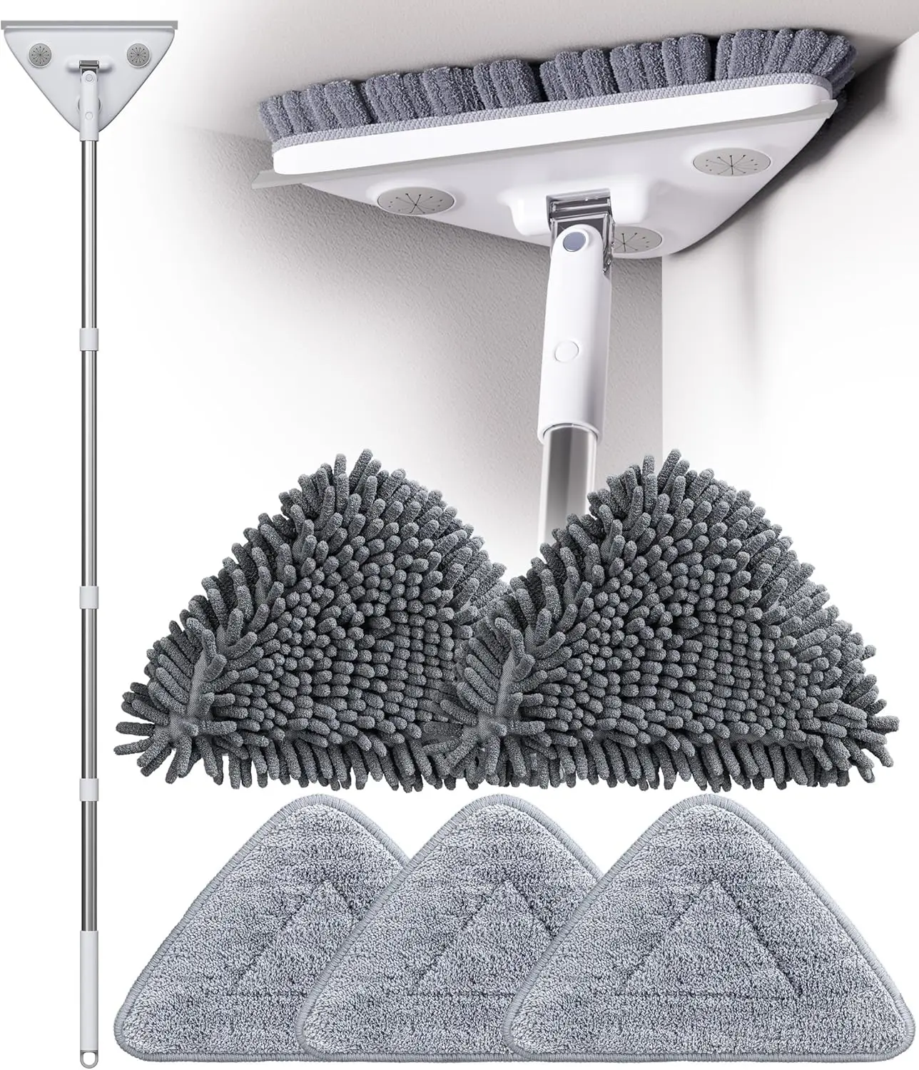 

Adjustable Wall Cleaner Mop with Reusable Pads, 360° Rotating Head for Multi-Surface Cleaning