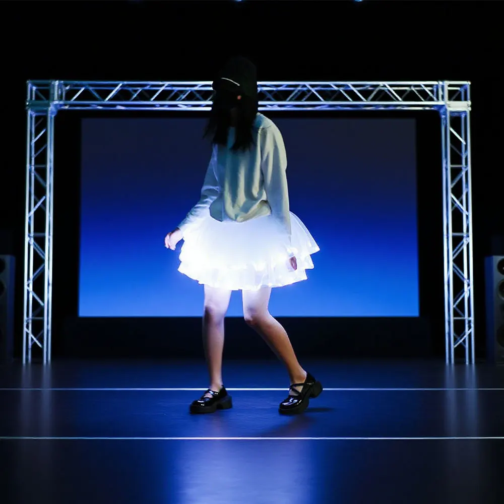 กระโปรงสีขาว, กระโปรงสั้น LED สีขาวสว่าง, กระโปรงเต้นบัลเลต์, กระโปรงเรืองแสงหลายชั้นแบบฟู