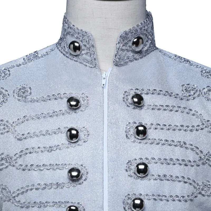 سترة رجالي سترة مشرقة رواج المحكمة الزي العسكري ملهى ليلي بار DJ رئيس معطف مصفف شعر سستة معطف السترة للرجال