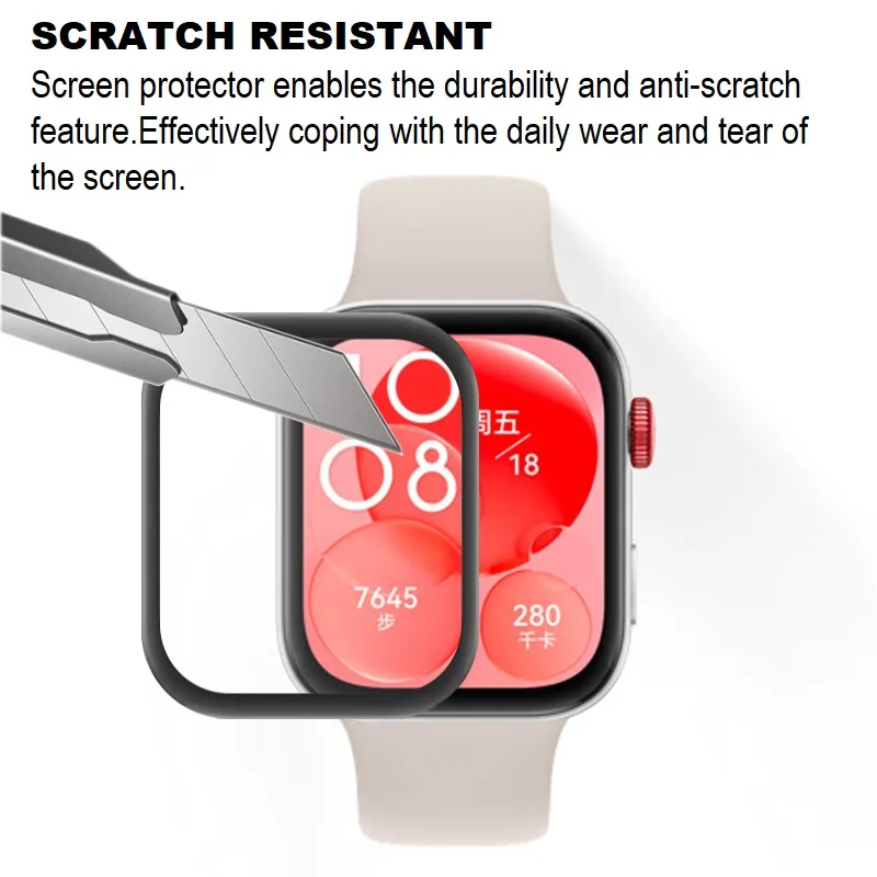 화웨이 워치용 3D 엣지 소프트 스크린 보호대, Fit3 스마트워치 풀 커버 PMMA 스크래치 방지 보호 필름, 3 개