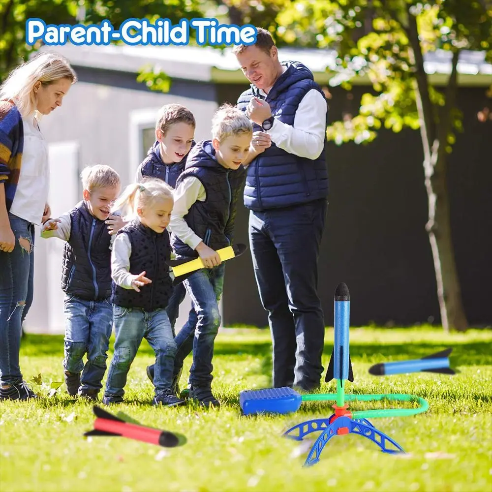 Raket Sportspellen Uitwerpen Vliegend Kinderspeelset Voetstappende Raketspeelgoed Kleine raketten Voetzender Flash Launch Raket