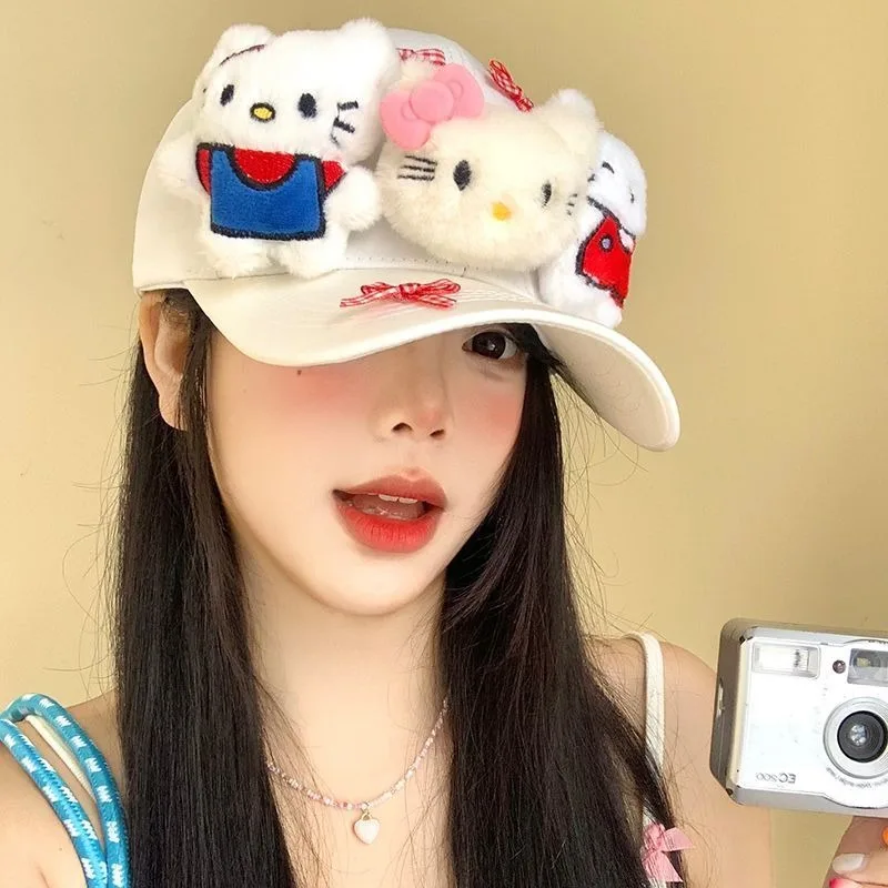Sanrio Baseball Cap Hello Kitty Big Head Design Leuke cartoon Modieus en veelzijdig Kawyi Sweet Photo Check-in Gift Flat Cap