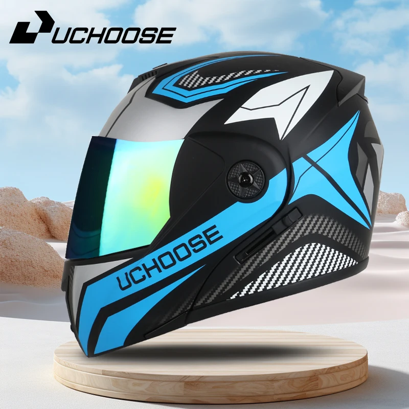 

DOT Certification Uchoose Motorcycle Helmet Double Lens Cross Section Helmet Safety Modular Flip Helm Unisex Helmet With Visor