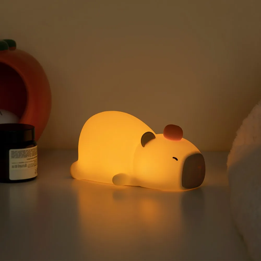 

Room Decor Cute Cartoon LED Night Light Silicone Multicolor Dimming Sleep Light USB Rechargeable Capybara Night Lamp Children