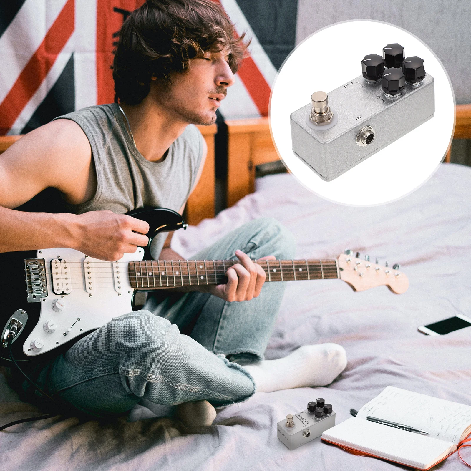 

1Pcs Guitar Effector Mini Overload Effect Processor Silver Compact High Quality True Bypass Noiseless Guitar Part
