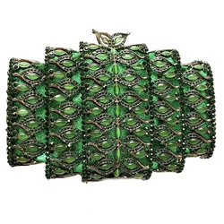 Fashion Large Size Crystal Evening Clutch Phone Bag Luxury Diamond Women  Wedding Purse Green Rhinestone Lady Shoulder Handbag