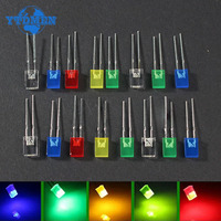 100pcs/lot Square 2*5*7mm LED Diode 2X5X7mm 5 Colors Red Yellow Green Blue White LED Light-emitting Diode Kit for DIY Electronic