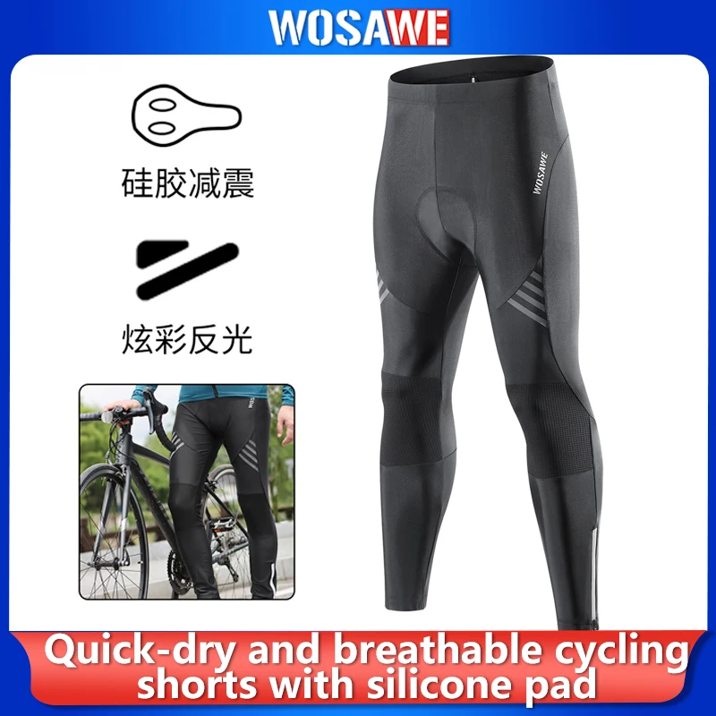 

WOSAWE Men's Bike Pants Winter Warm Mountain Bicycle Tights With Back Pockets 4D Gel Padded Cycling Long Trousers