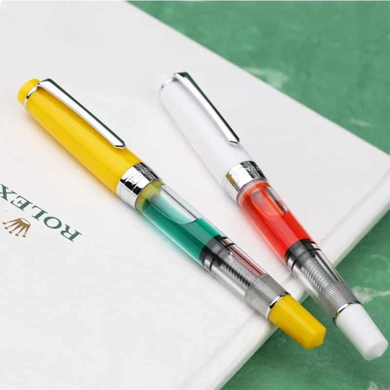 

PENBBS 309 Acrylic Fountain Pen Iridium Fine Nib 0.5mm Silver Clip Piston Ink Pen Office Writing Gift Office Supplie Stationery