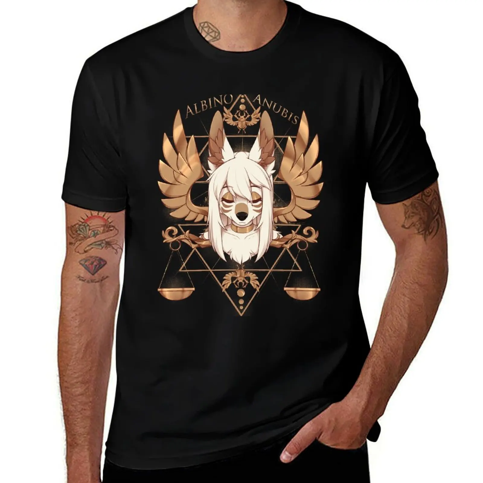 Aki albino Anubis T-Shirt Big Size Crew Neck T-Shirt